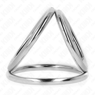Anello pene in metallo cromato triplo da 3,2 a 4,5 cm per controllo e piacere